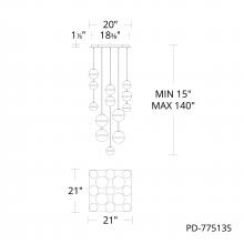 WAC US PD-77513S-AB - Cyllindra Chandelier Light