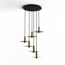 Koncept Inc CMP-C6-S-06-BRS+GTEA9 - Combi Pendant 6" Circular 6 Combo Brass with Matte Black Canopy, 9" glass plate (Tea Brown)