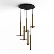 Koncept Inc CMP-C6-S-16-BRS+GTEA9 - Combi Pendant 16" Circular 6 Combo Brass with Matte Black Canopy